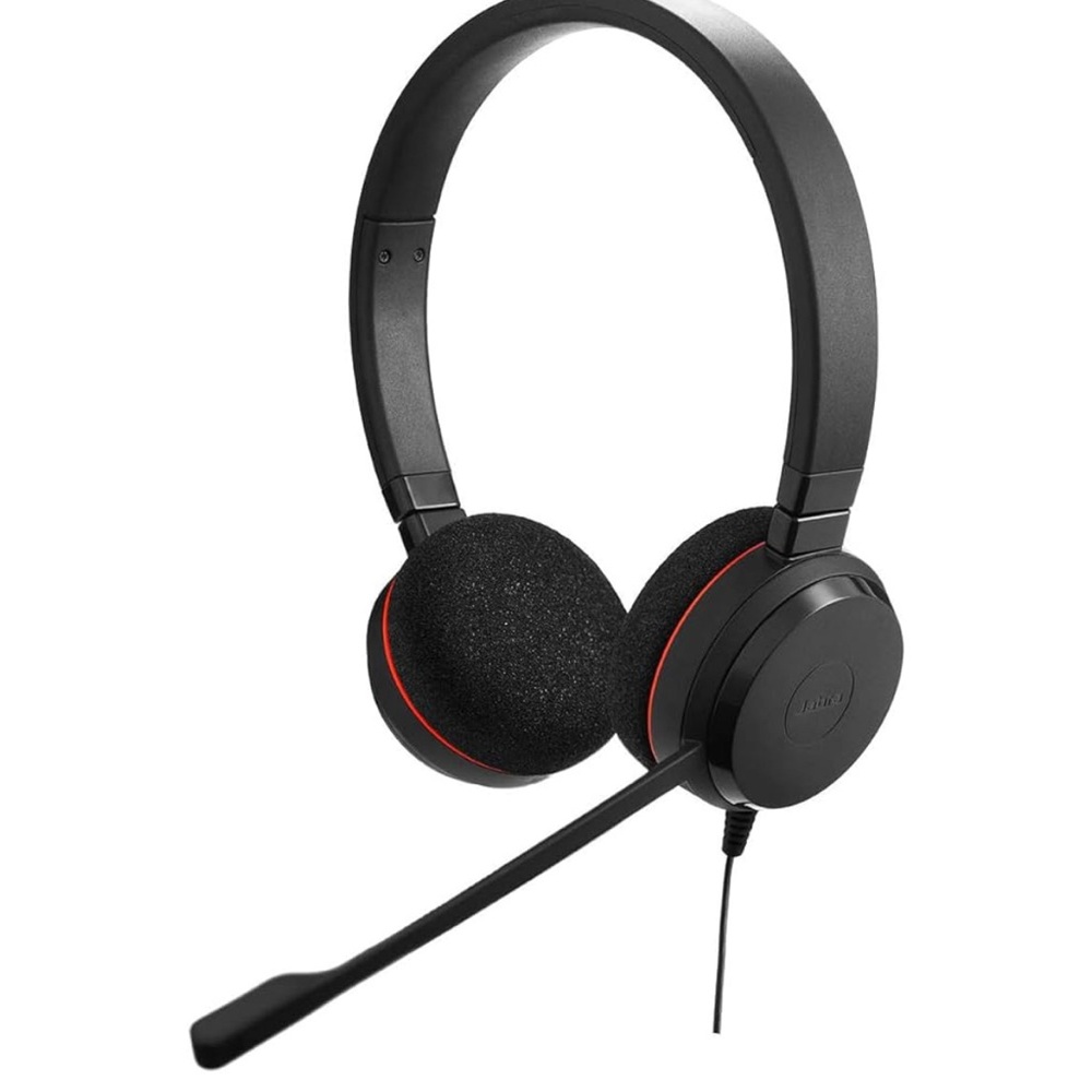 Jabra Evolve 20 UC Wired Headset Black and Red with Microphone